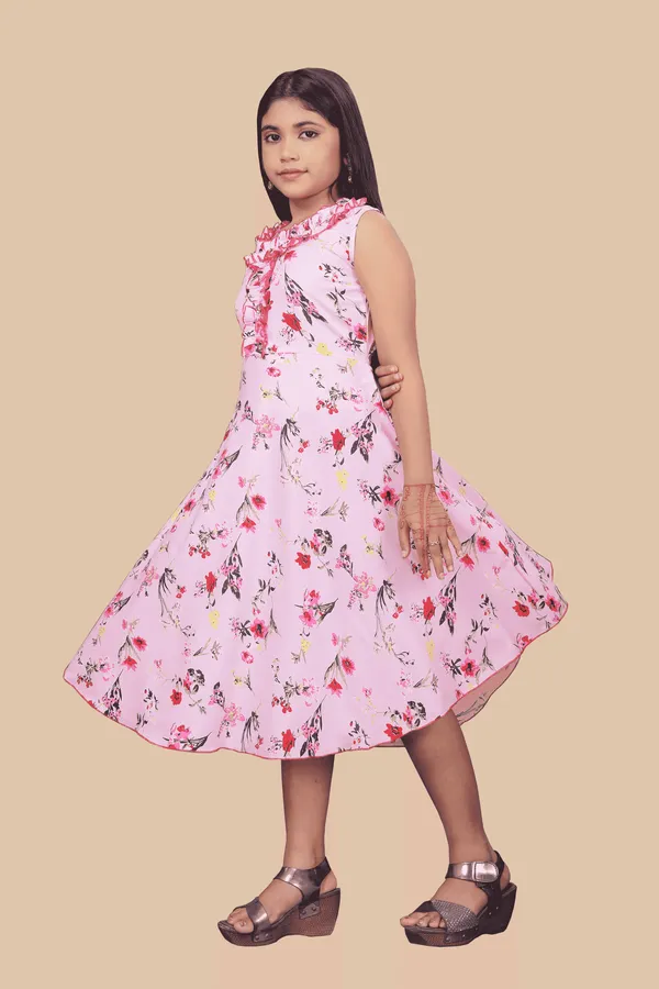 Girls_Pink_&_Red_Floral_Crepe_Print_Round_Neck_Knee_Length_Dress