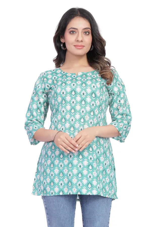 Women_Jaipuri_Cotton_Printed_Short_Kurta_Top