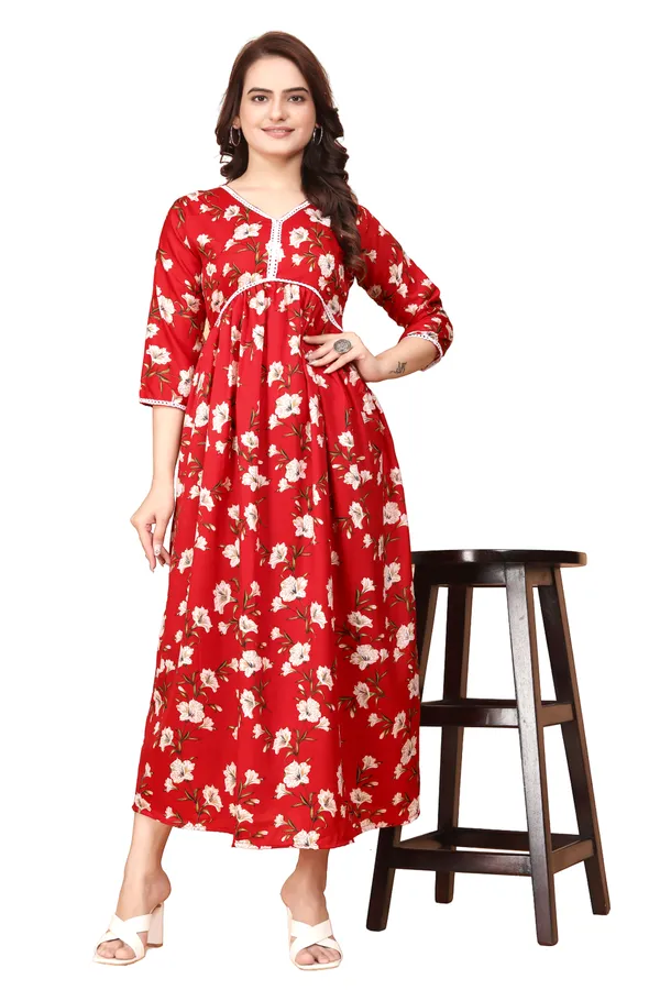 Women_Red_Crepe_Floral_Print_V-Neck_Aliya_Cut_Dress