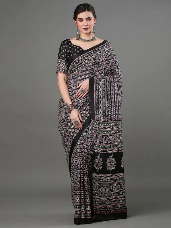 Multi_Colour_Linen_Saree_(With_Unstitched_Blouse_Piece)_(For_Women)