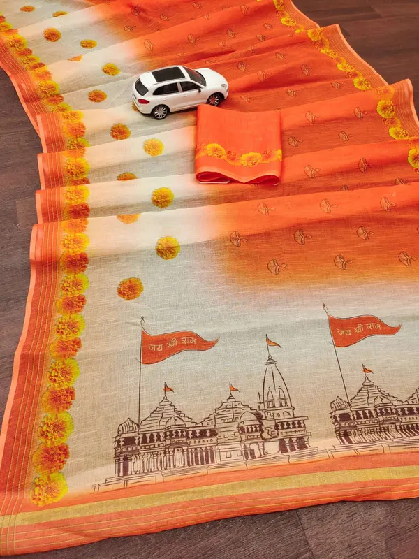 Multi_Colour_Linen_Saree_(With_Unstitched_Blouse_Piece)_(For_Women)