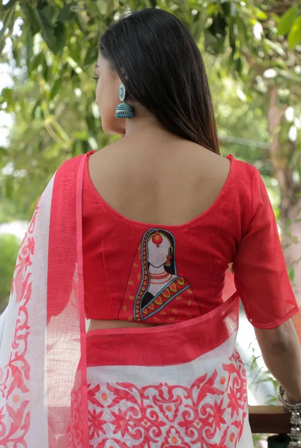 White_Colour_Linen_Saree_(With_Unstitched_Blouse_Piece)_(For_Women)