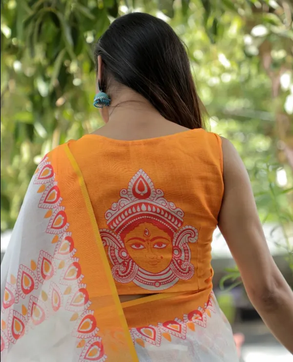 White_Colour_Linen_Saree_(With_Unstitched_Blouse_Piece)_(For_Women)