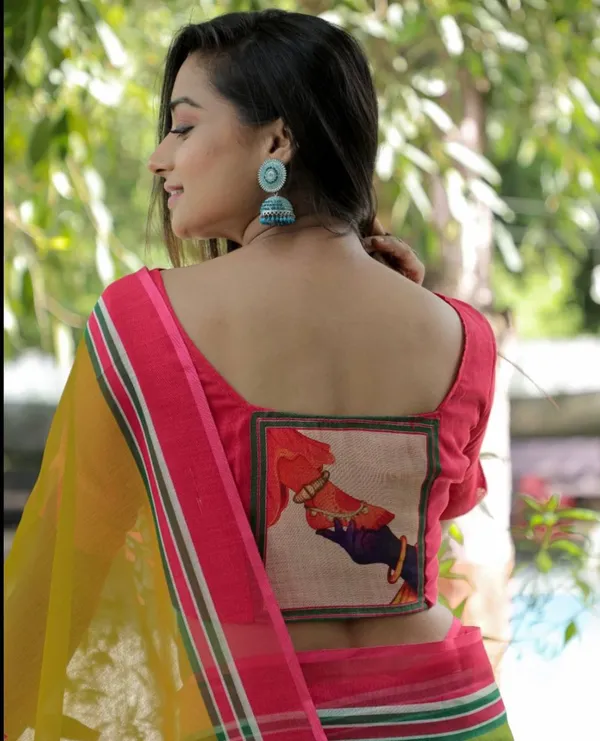 Multi_Colour_Linen_Saree_(With_Unstitched_Blouse_Piece)_(For_Women)