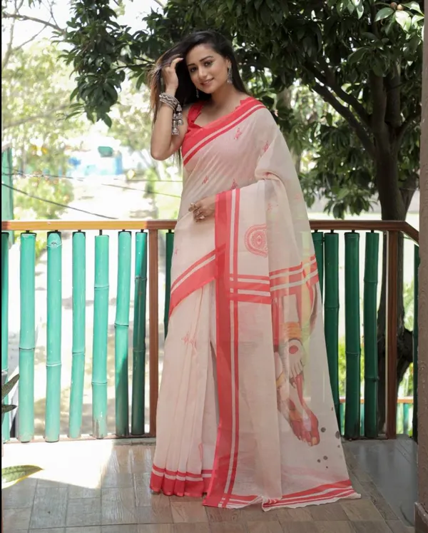 Multi_Colour_Linen_Saree_(With_Unstitched_Blouse_Piece)_(For_Women)