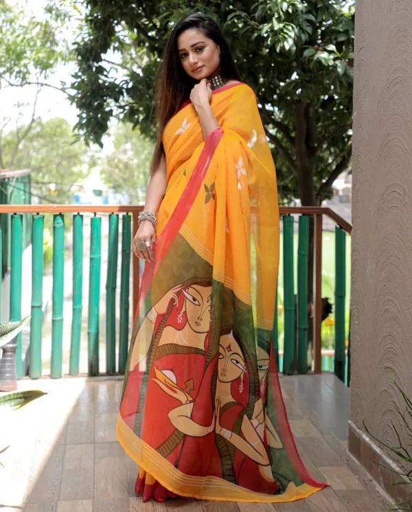 Multi_Colour_Linen_Saree_(With_Unstitched_Blouse_Piece)_(For_Women)