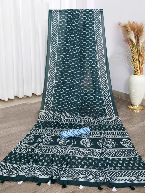 Green_Colour_Linen_Saree_(With_Unstitched_Blouse_Piece)_(For_Women)