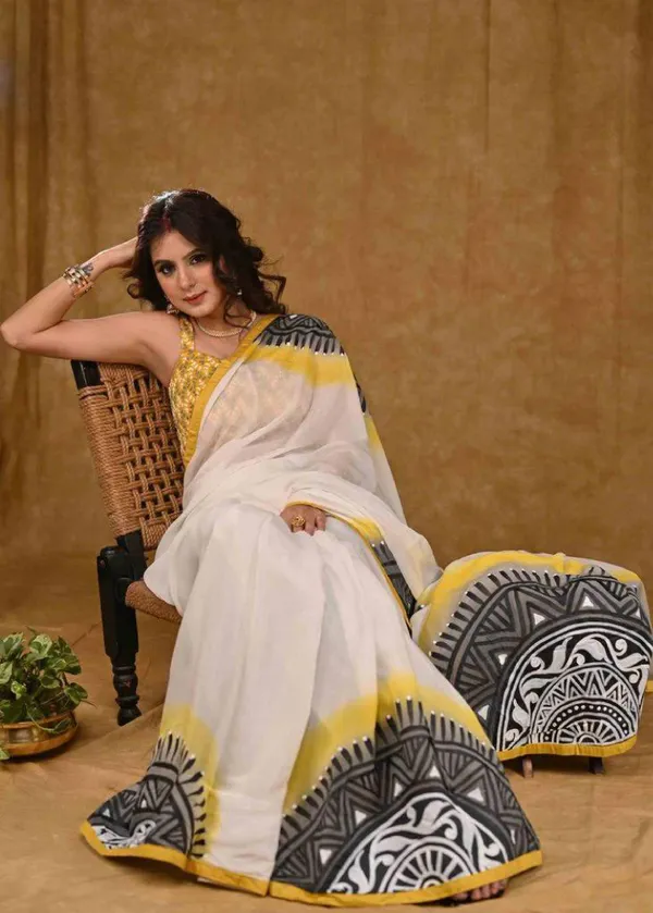 White_Colour_Linen_Saree_(With_Unstitched_Blouse_Piece)_(For_Women)