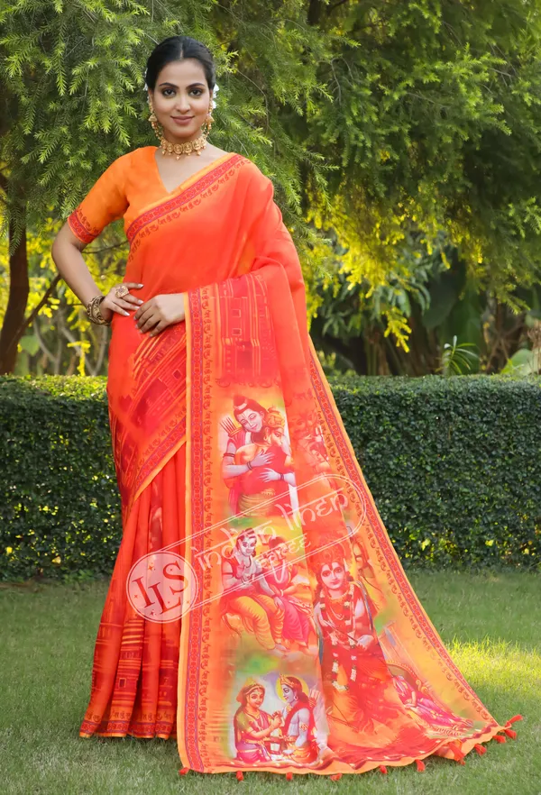 Multi_Colour_Linen_Saree_(With_Unstitched_Blouse_Piece)_(For_Women)