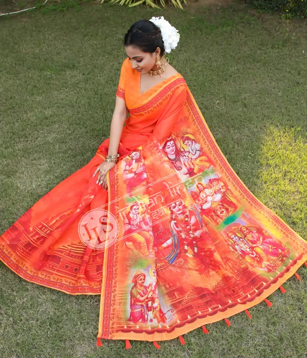 Multi_Colour_Linen_Saree_(With_Unstitched_Blouse_Piece)_(For_Women)