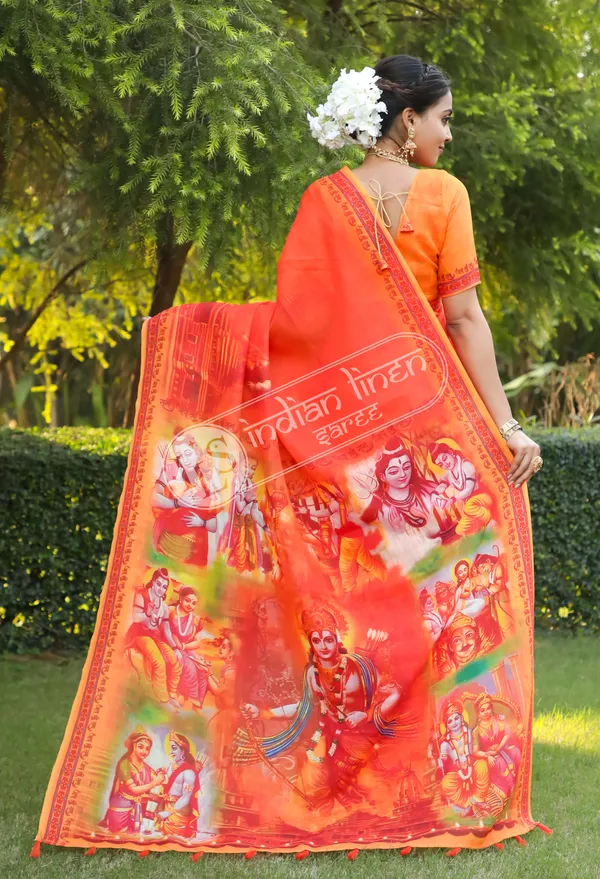 Multi_Colour_Linen_Saree_(With_Unstitched_Blouse_Piece)_(For_Women)