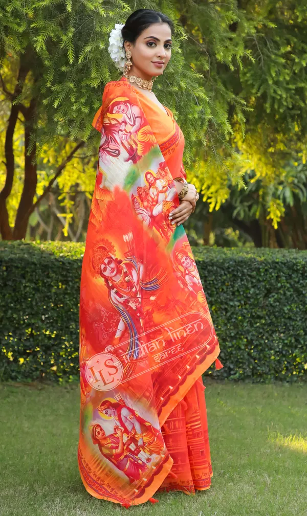 Multi_Colour_Linen_Saree_(With_Unstitched_Blouse_Piece)_(For_Women)