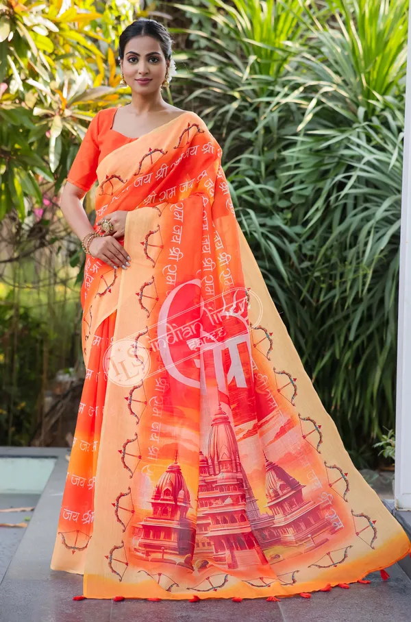 Multi_Colour_Linen_Saree_(With_Unstitched_Blouse_Piece)_(For_Women)