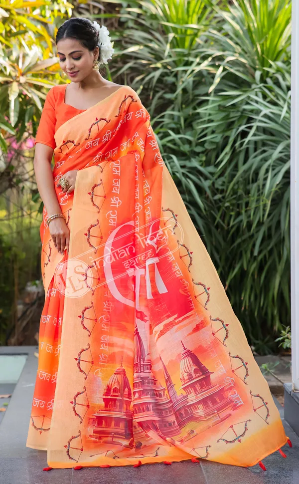 Multi_Colour_Linen_Saree_(With_Unstitched_Blouse_Piece)_(For_Women)