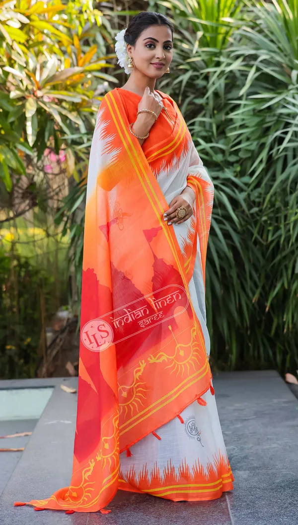 Multi_Colour_Linen_Saree_(With_Unstitched_Blouse_Piece)_(For_Women)