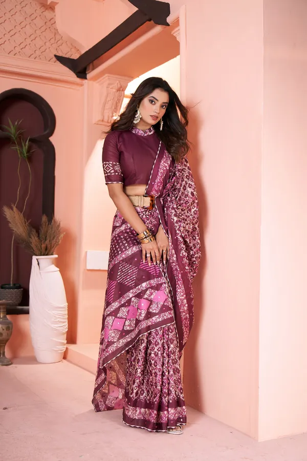 Original Banarasi Woven Zari Saree With Swarovski & Mirror Work – Panna  Sarees