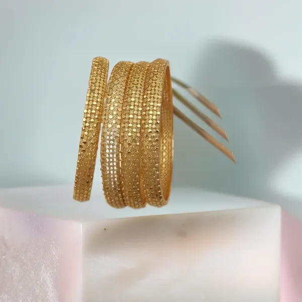 New_Designer_High_Gold_Plated_Dot_Design_Fancy_4_Pcs_Bangle_For_Women