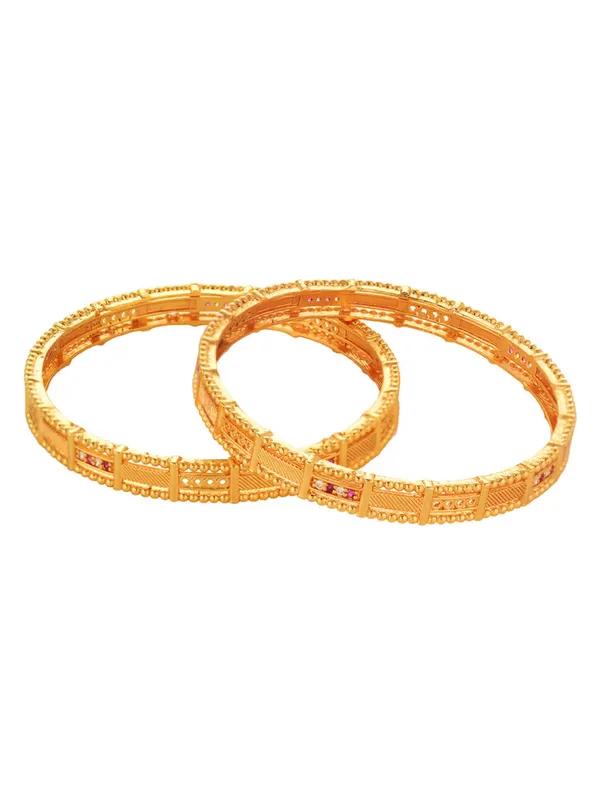 Gold_Plated_Ad_Diamond_Designer_Bangle(_Set_Of_2)
