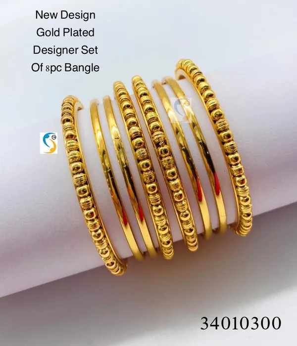 Set_Of_8_Gold_Plated_Bangle_For_Women
