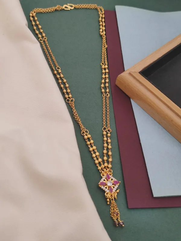 Designer_Premium_Quality_Gold_Plated_Ad_Dimond_Ruby_Stone_Chain