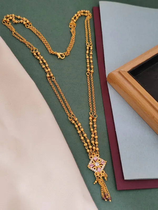 Gold_Plated_Ad_Diamond_Pink_Square_Chain