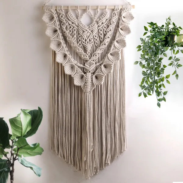Decazone Boho Macrame Wall Hanging Wall Decor New Bohemian Style Macrame Wall Art With Minimalist Design For Decorating Your Bedroom Living Room Apartment Dorm Nursery Light Green Beige Price in