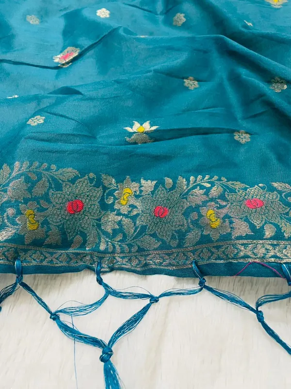 Women_Rama_Banarasi_Cotton_Silk_Dupatta_Pure_Zari_With_Jacquard_Work.