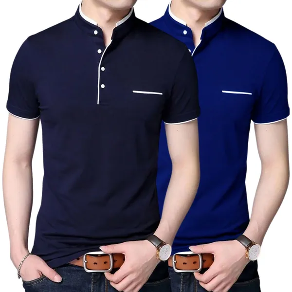 Pixie Combo of 2 - Half Sleeves Mandarin Collar T-Shirt for Men Price ...