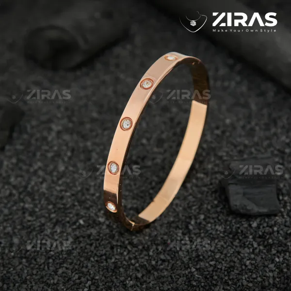 Buy cz classic kada with 2 tone plating adjustable bracelet bangle attract