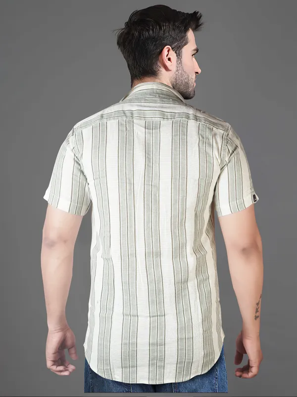 The_Mint_Melody_Green_Cotton_Stripe_Shirt