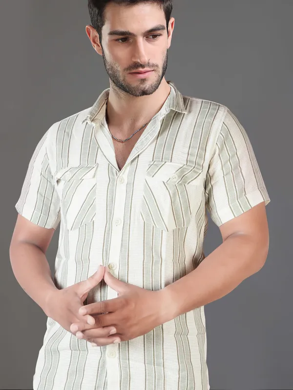 The_Mint_Melody_Green_Cotton_Stripe_Shirt