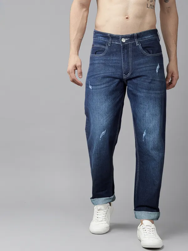 Men_Loose_fit_straight_Darkblue_jeans