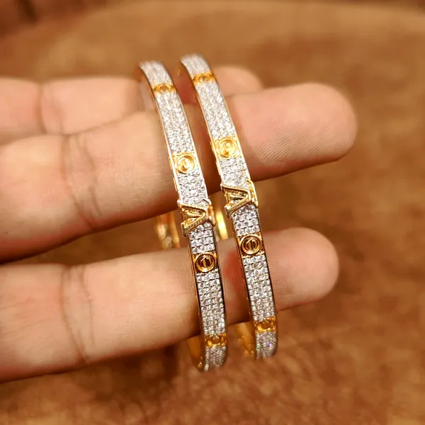 LOUIE_VIITTON_PATTERN_CZ_STUDDED_DIAMOND_LOOK_BANGLES