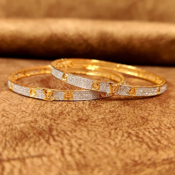 LOUIE_VIITTON_PATTERN_CZ_STUDDED_DIAMOND_LOOK_BANGLES