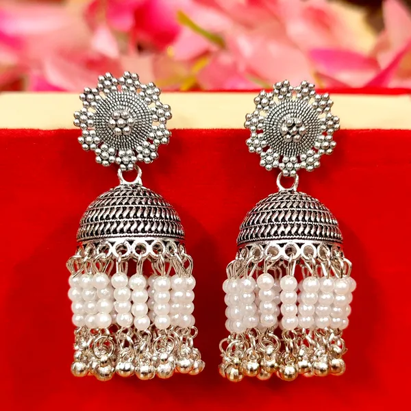 OXIDISED_SILVER_LOOK_PEARL_DANGLING_JHUMKA'S