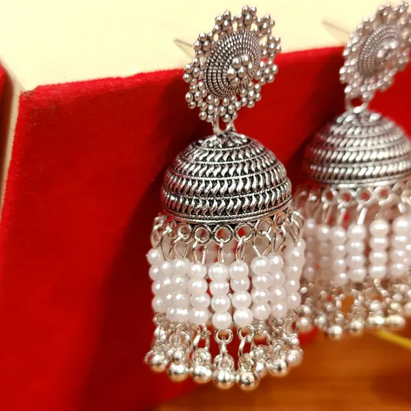 OXIDISED_SILVER_LOOK_PEARL_DANGLING_JHUMKA'S