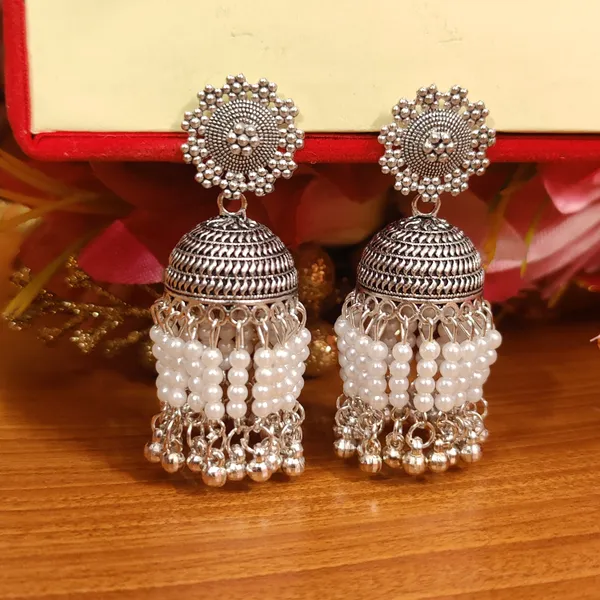 OXIDISED_SILVER_LOOK_PEARL_DANGLING_JHUMKA'S