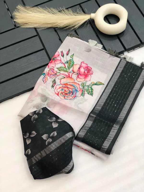 Grey_Sequence_and_Zari_border_Premium_Linen_Saree