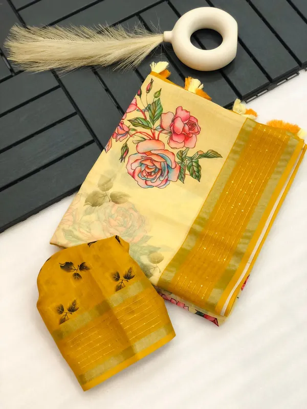 Yellow_Sequence_and_Zari_border_Premium_Linen_Saree
