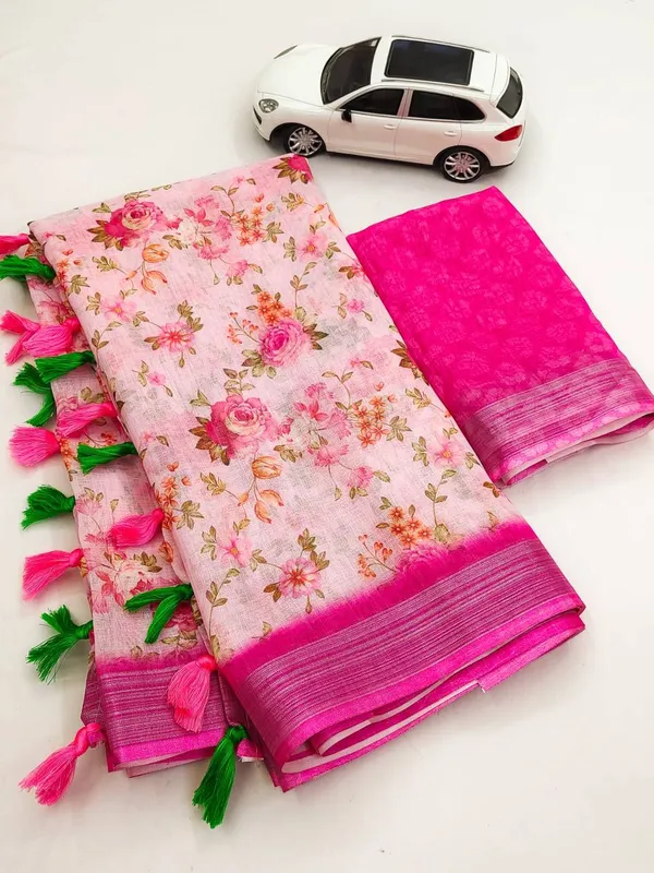 Linen_Saree_with_Digital_Print_and_Unstitched_Blouse_Piece
