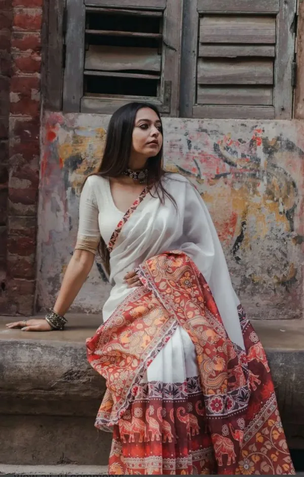 White_Linen_Saree_with_Digital_Print_and_Unstitched_Blouse_Piece