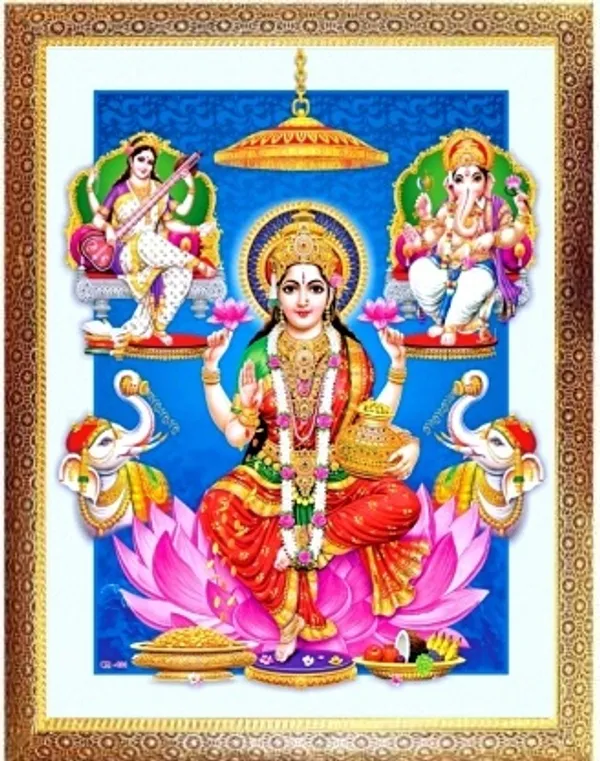 Photo_&_Frame_SUNINOW_Big_size_5D_Laxmi_ganesh_saraswati___(12_x_16_inch_)