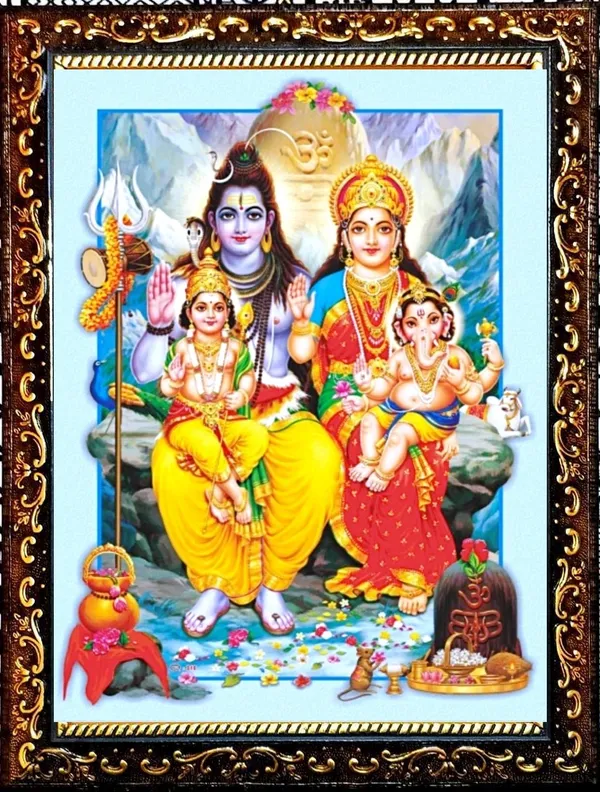Photo_&_Frame_SUNINOW_Big_size_5D_Shiv_Parivar___(12_x_16_inch_)