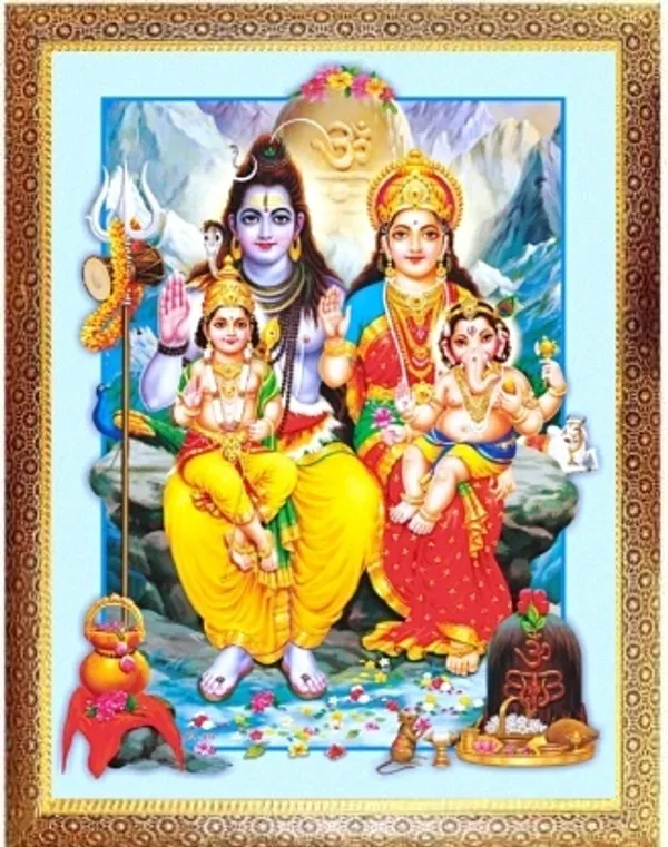 Photo_&_Frame_SUNINOW_Big_size_5D_Shiv_Parivar___(12_x_16_inch_)