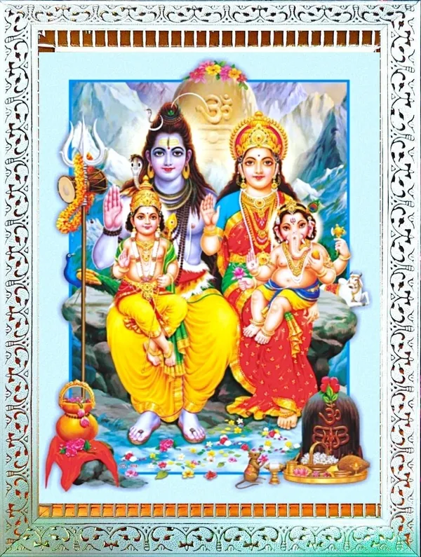 Photo_&_Frame_SUNINOW_Big_size_5D_Shiv_Parivar___(12_x_16_inch_)