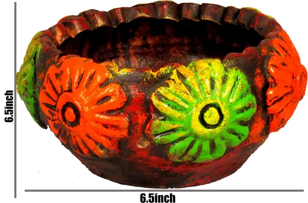 Handmade_Earthenware_Decorative_Flower_Pot/Tablecenter_Piece/Decorative_Urli_16.61_Cm_(Terracotta,_Multicolor)
