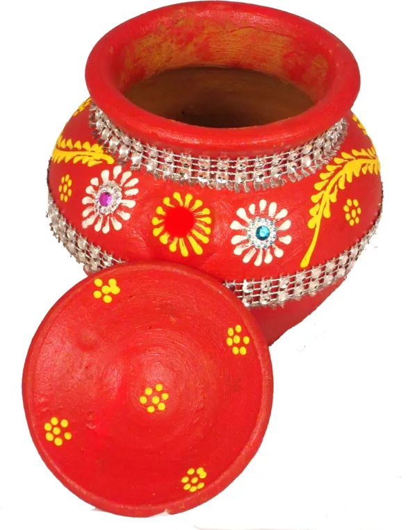 Clay_/_Terracotta_Kalash_With_Dhakan_Terracotta_Kalash_(Red)