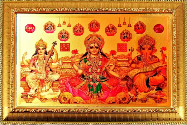 Photo_&_Frame_Laxmi_Ganesh_Saraswati_With_Ashta_Laxmi_|_God_Photo_For_Pooja_|_Hindu_Bhagwan_Devi_Devta_Photo