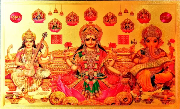Photo_&_Frame_Laxmi_Ganesh_Saraswati_With_Ashta_Laxmi_|_God_Photo_For_Pooja_|_Hindu_Bhagwan_Devi_Devta_Photo
