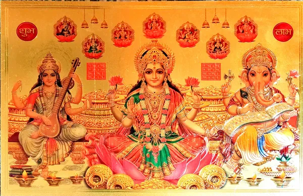 Photo_&_Frame_Laxmi_Ganesh_Saraswati_With_Ashta_Laxmi_|_God_Photo_For_Pooja_|_Hindu_Bhagwan_Devi_Devta_Photo